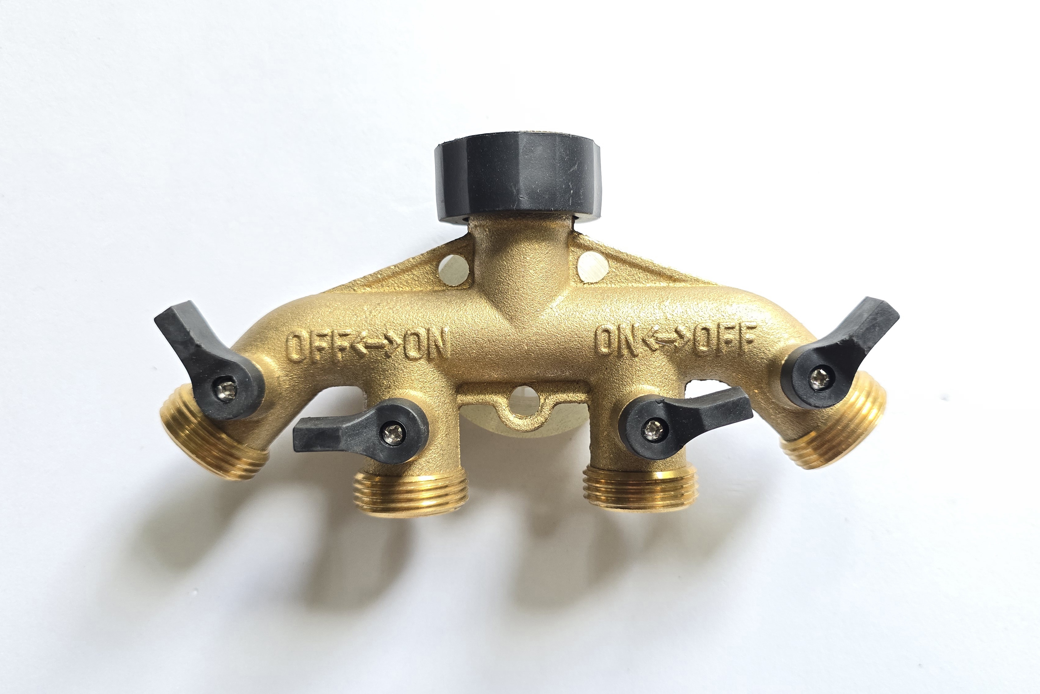 4 Way Brass Hose Splitter, 3/4"